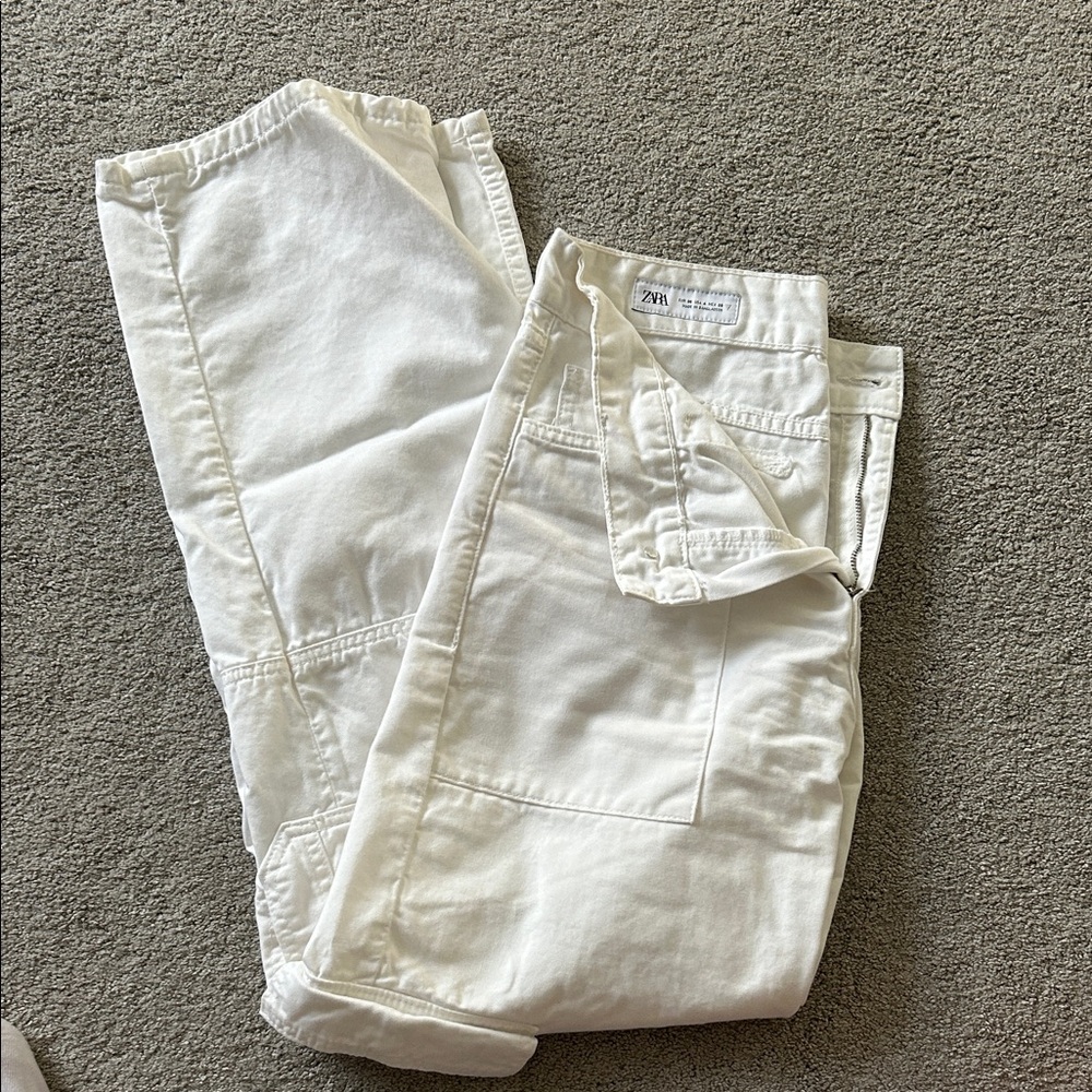 Zara Cream Relaxed Fit Trousers